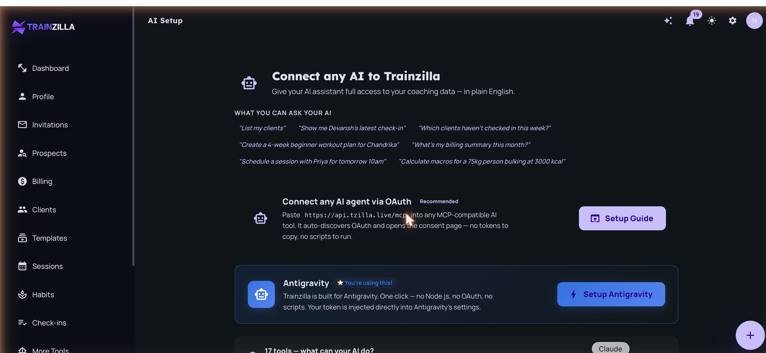 The Trainzilla client and AI setup